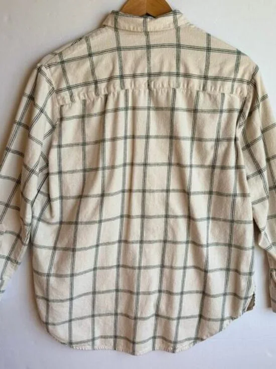 Madewell Plaid Button Down Shirt Window Pane Plaid Long Sleeve Medium Cream - Picture 2 of 14